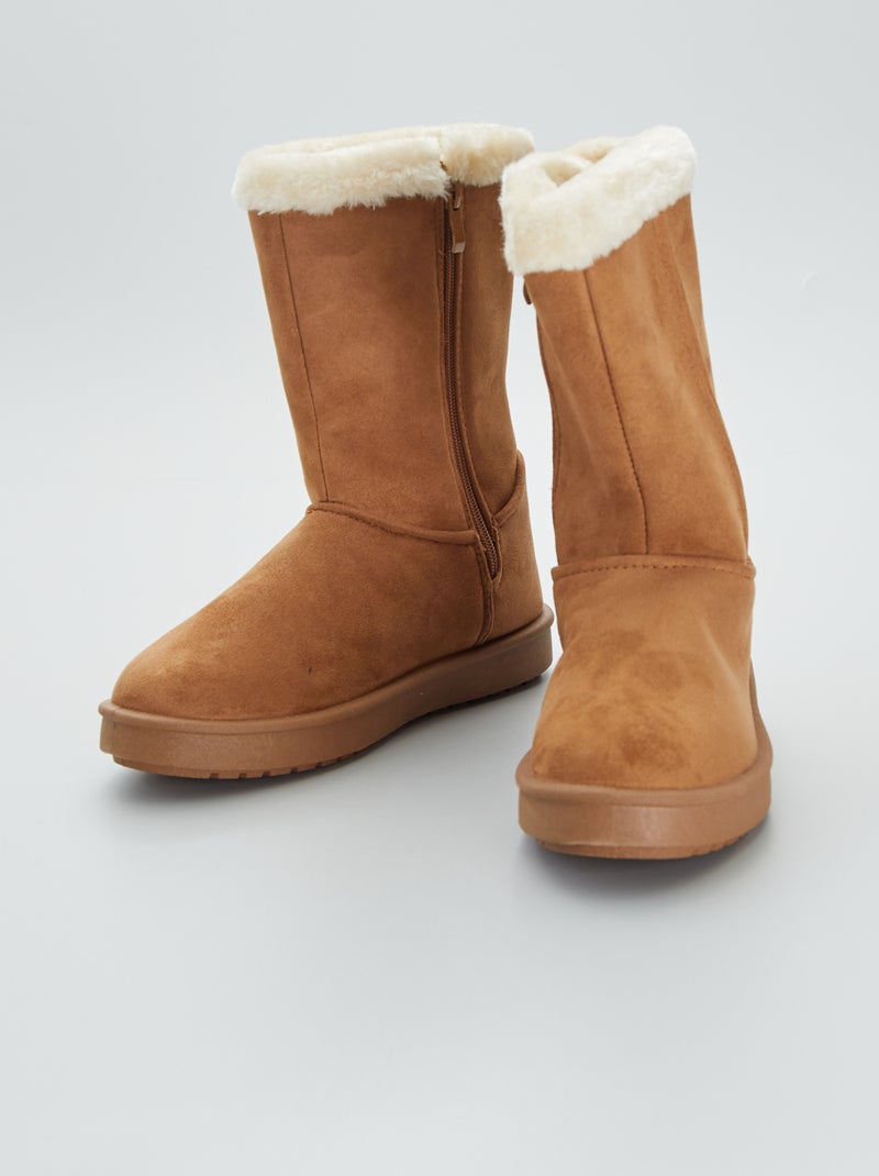 Botas em camurça sintética forradas BEGE - Kiabi