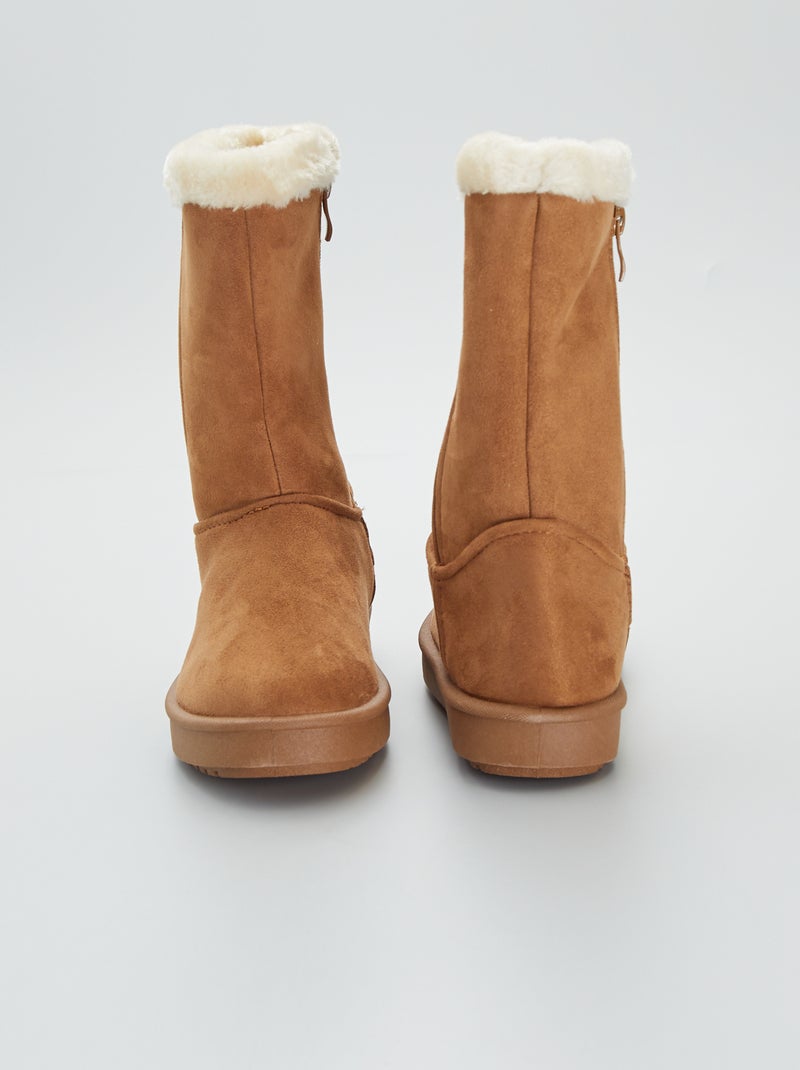 Botas em camurça sintética forradas BEGE - Kiabi