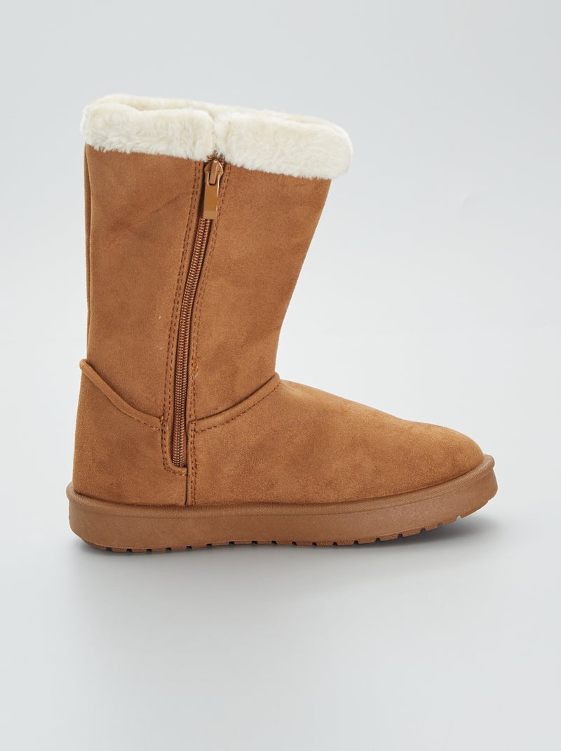 Botas em camurça sintética forradas BEGE - Kiabi