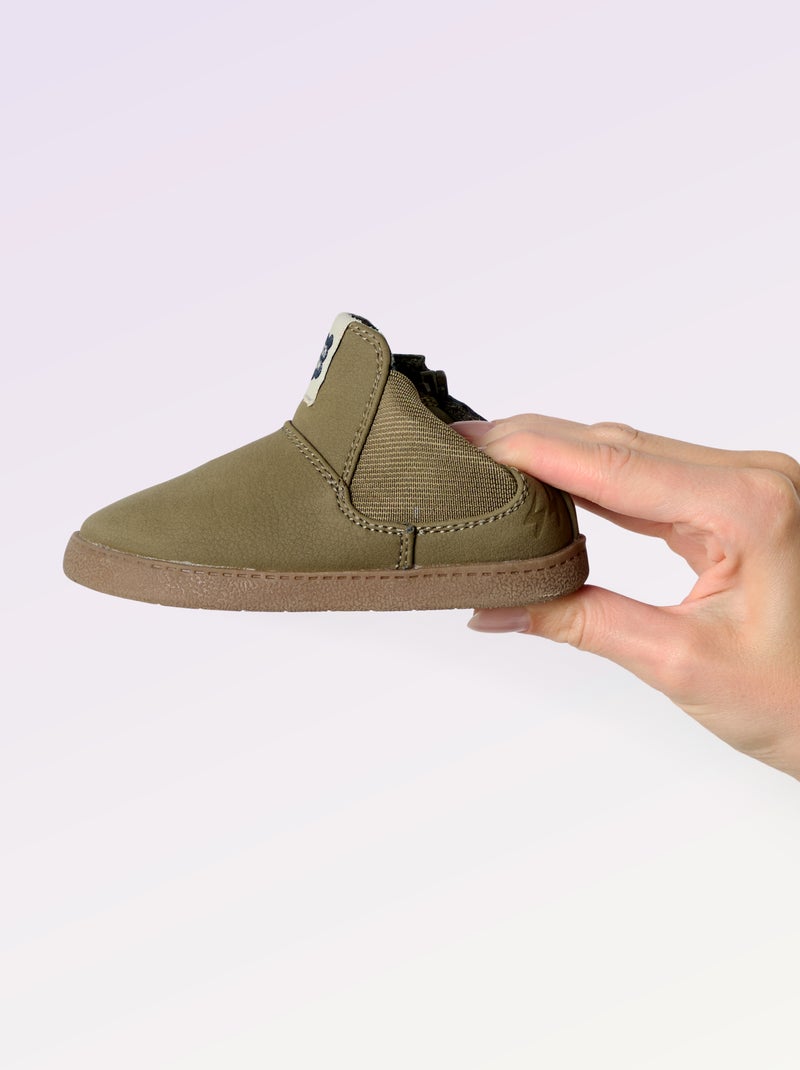 Botas em imitação de pele com fole elástico Caqui - Kiabi