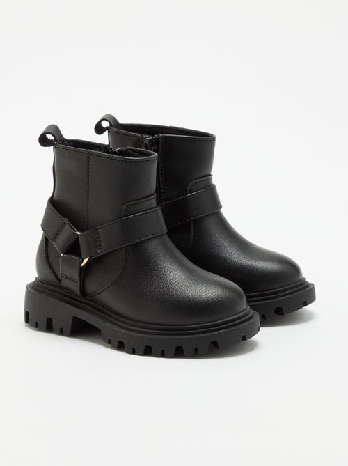 Botas em imitação de pele com tira estilo motociclista - Kiabi
