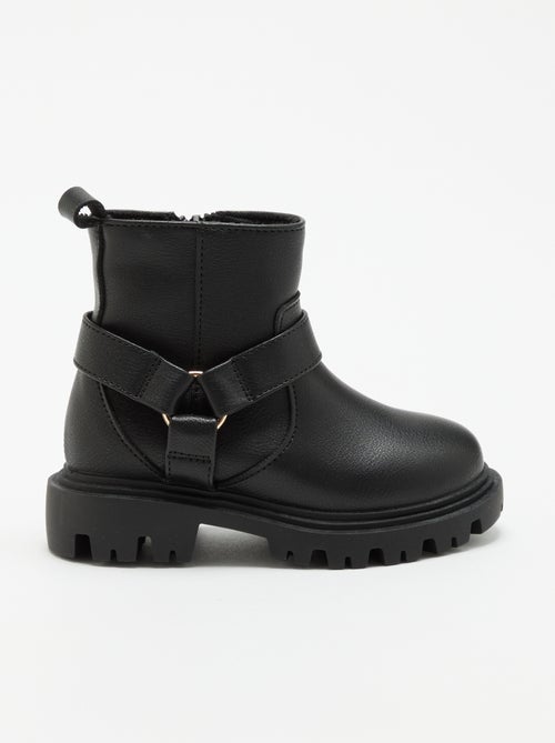 Botas em imitação de pele com tira estilo motociclista - Kiabi