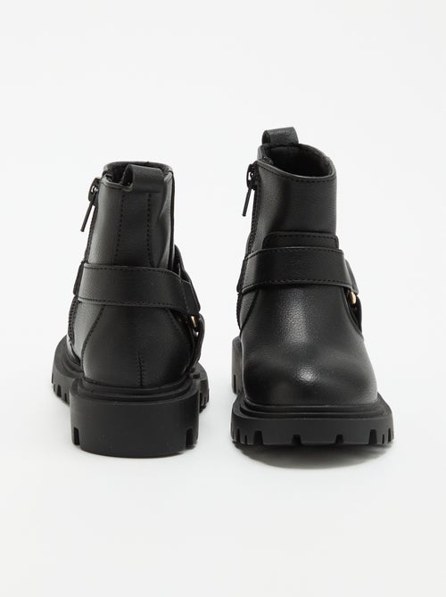 Botas em imitação de pele com tira estilo motociclista - Kiabi