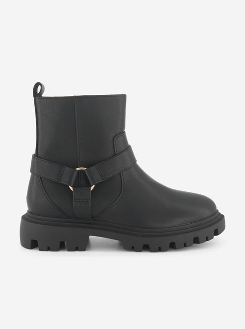 Botas em imitação de pele com tiras decorativas - Kiabi