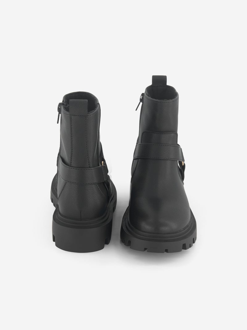 Botas em imitação de pele com tiras decorativas Preto - Kiabi