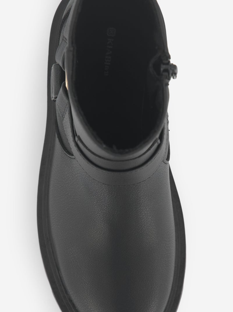 Botas em imitação de pele com tiras decorativas Preto - Kiabi