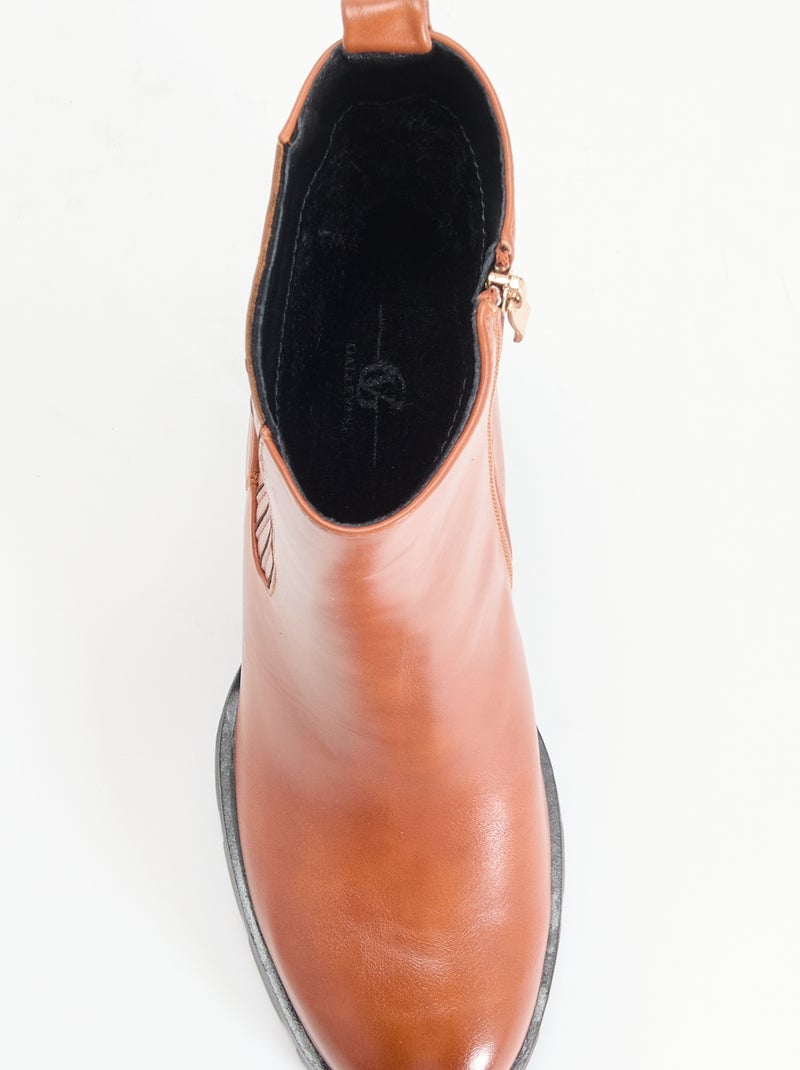 Botas em imitação de pele de salto alto Castanho - Kiabi
