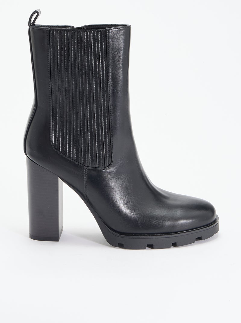 Botas em imitação de pele de salto alto Preto - Kiabi