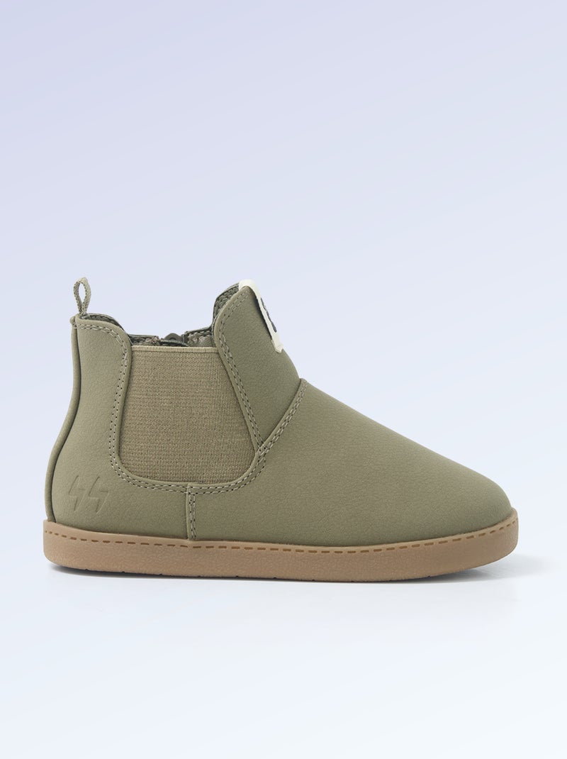 Botas em pele sintética - Motricidade 4: para andar - Kitchoun Caqui - Kiabi