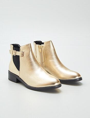 Botas em pele sintética dourada