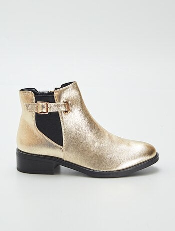 Botas em pele sintética dourada