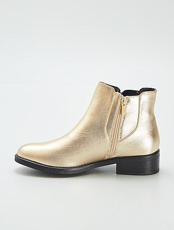 Botas em pele sintética dourada