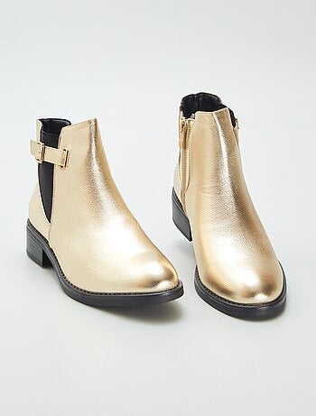Botas em pele sintética dourada