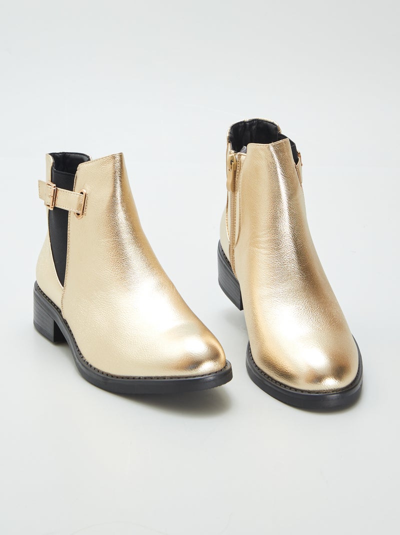 Botas em pele sintética dourada BEGE - Kiabi