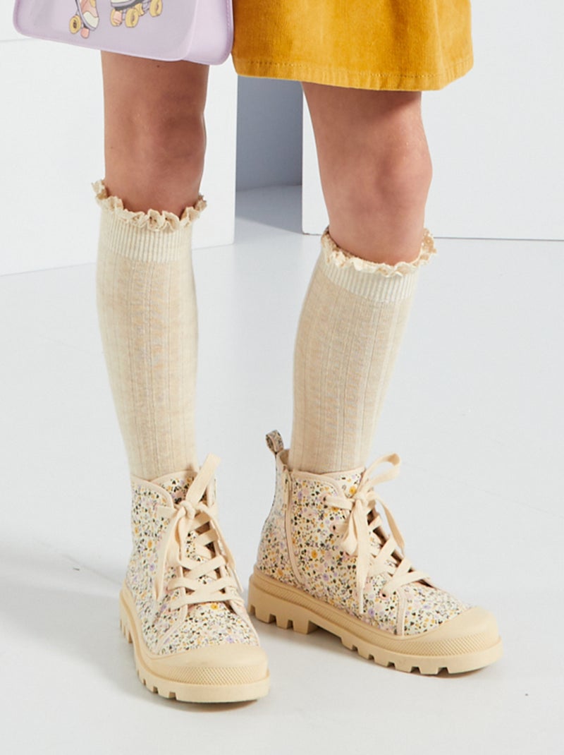 Botas em pele sintética Estampado Florido - Kiabi
