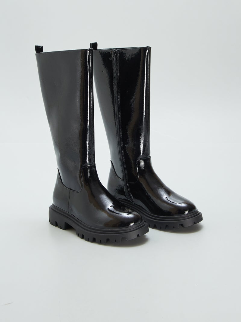 Botas em pele sintética Preto - Kiabi