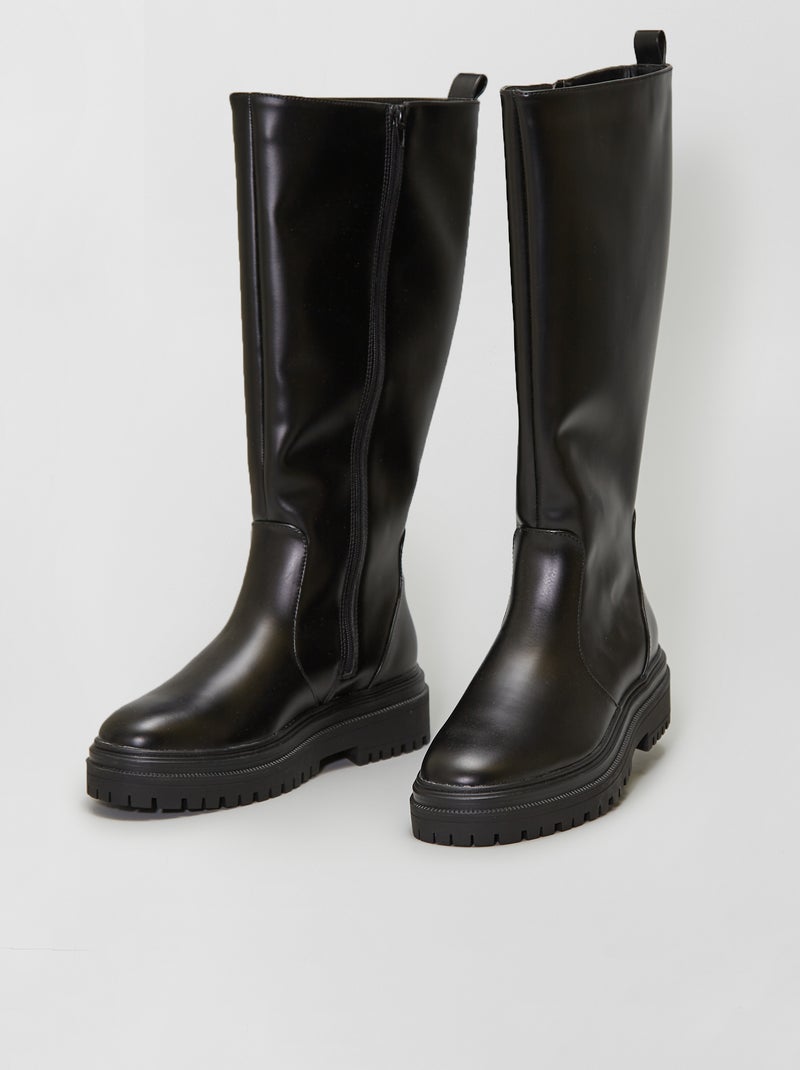 Botas em pele sintética Preto - Kiabi