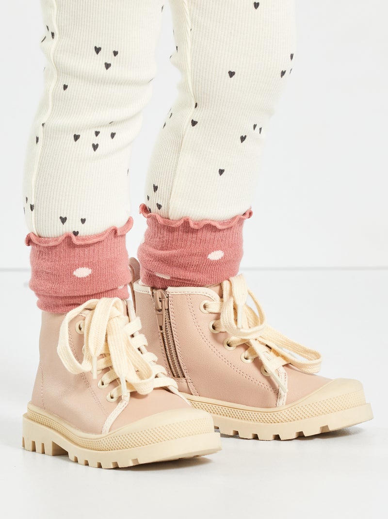 Botas em pele sintética Rosa - Kiabi
