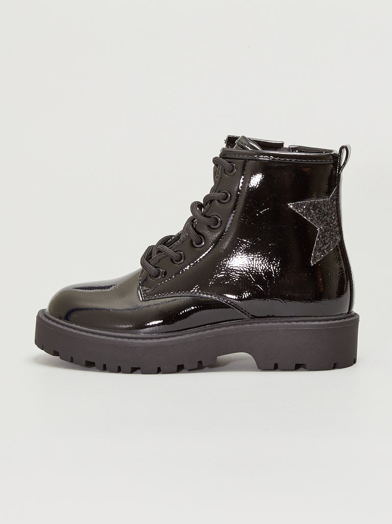 Botas em pele sintética tipo rangers PRETO - Kiabi
