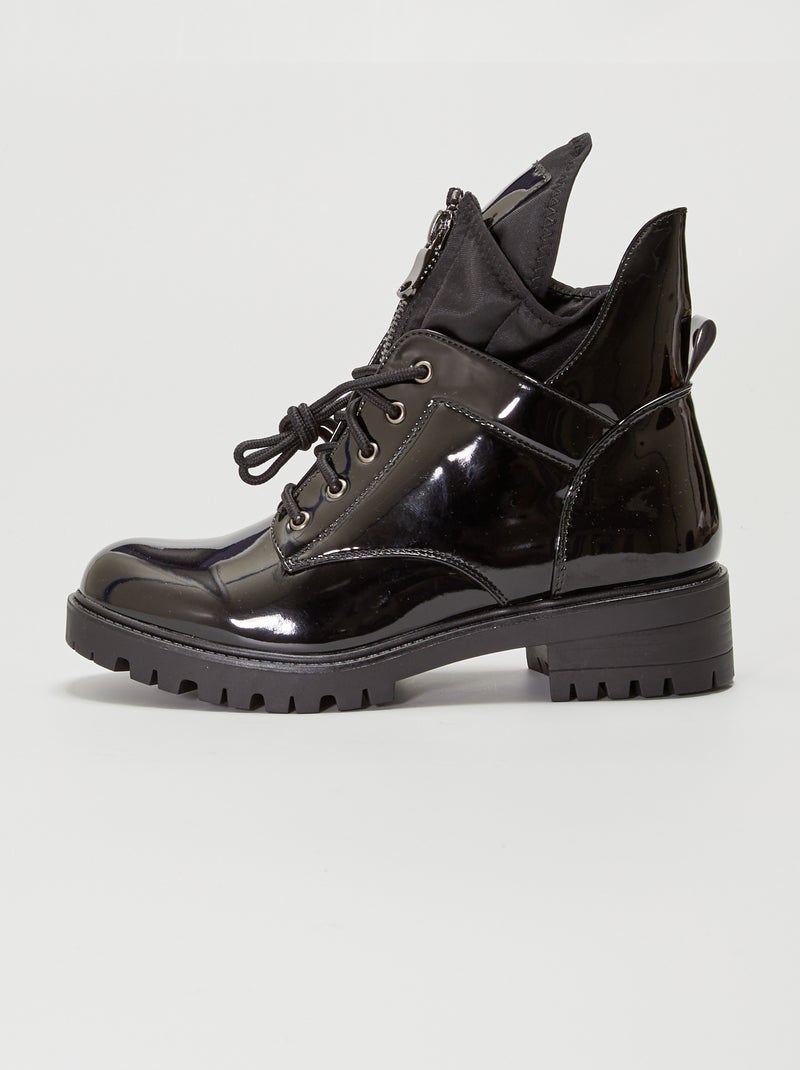 Botas em verniz em forma de meias Preto Verniz - Kiabi