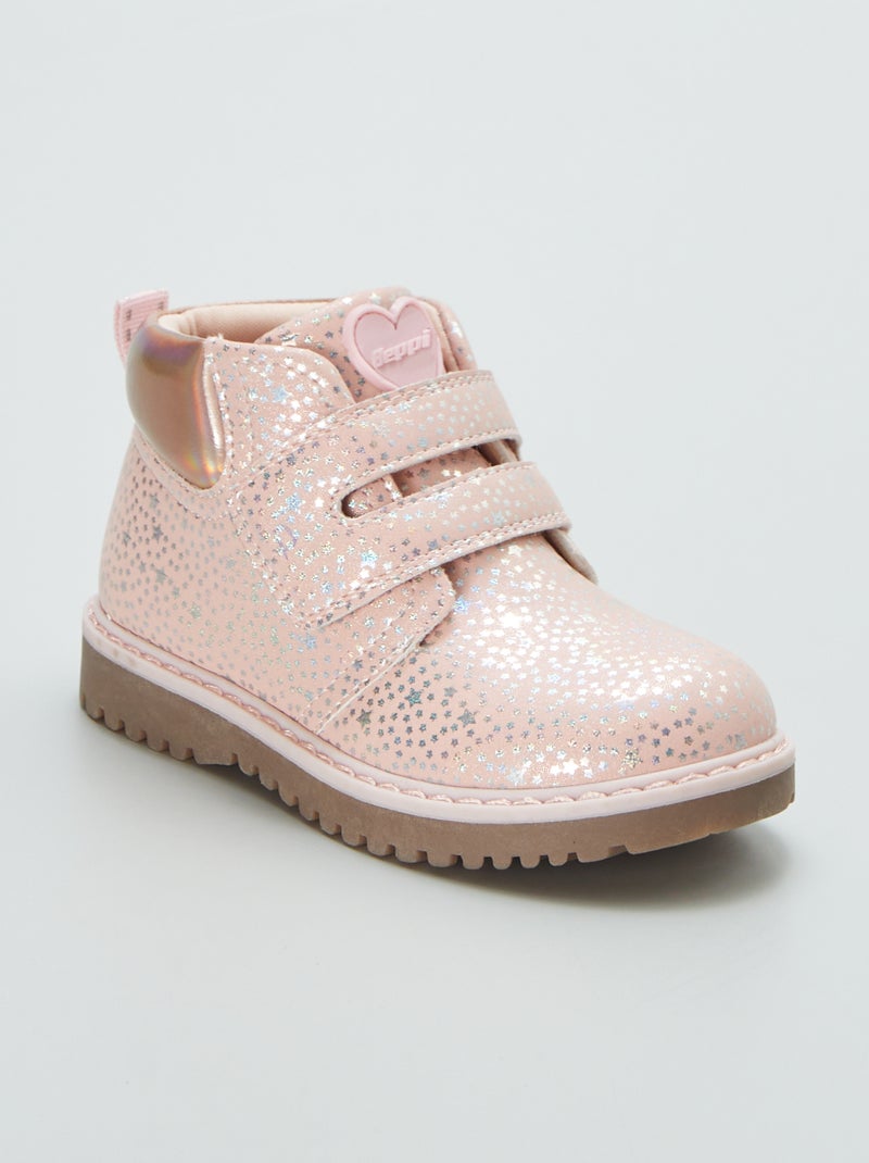 Botas estampadas com tira de velcro ROSA - Kiabi
