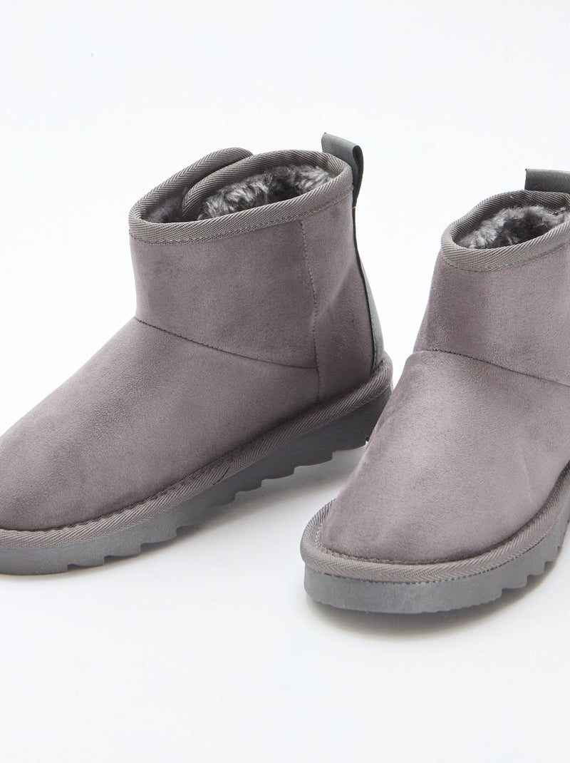 Botas estilo camurça em nobuck Cinza - Kiabi