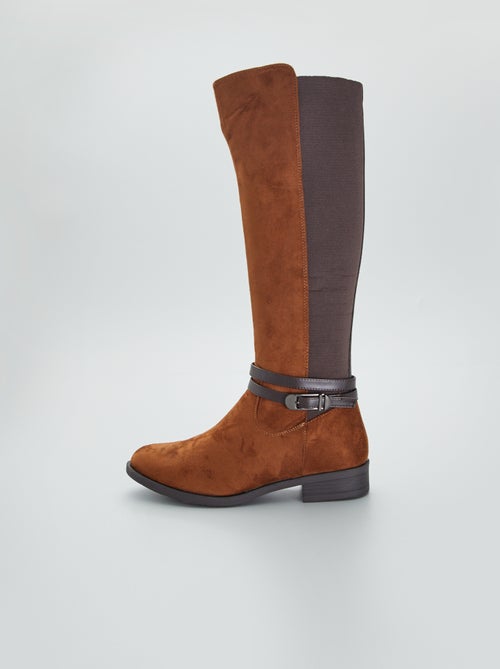 Botas estilo cavaleiro em camurça sintética - Kiabi