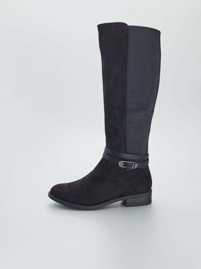 Botas estilo cavaleiro em camurça sintética Preto - Kiabi