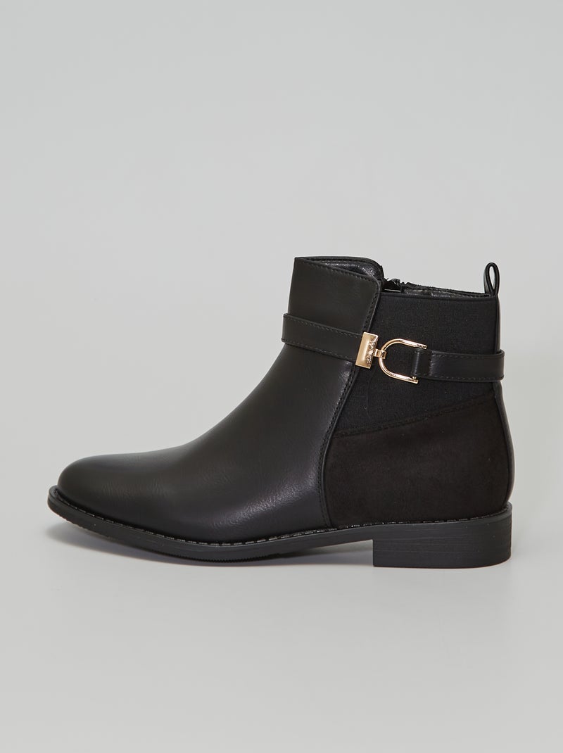 Botas estilo Chelsea bi-matéria Preto - Kiabi