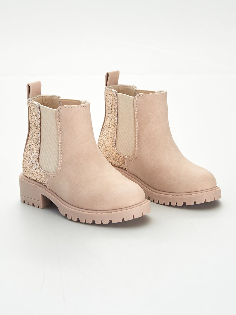 Botas estilo 'Chelsea' brilhantes BEGE - Kiabi