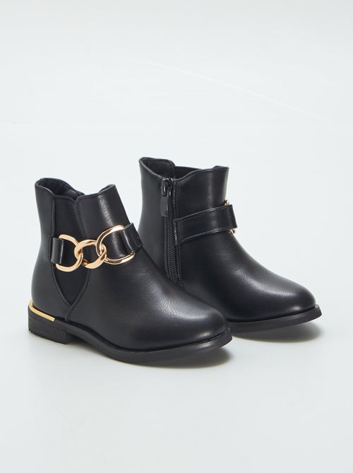 Botas estilo chelsea com fivela dourada - Kiabi