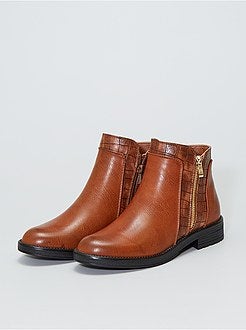 Botas estilo 'Chelsea' em pele sintética texturada - Kiabi