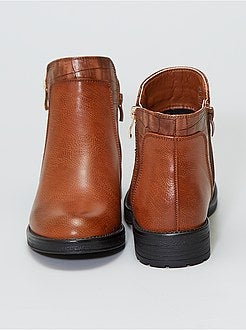 Botas estilo 'Chelsea' em pele sintética texturada - Kiabi