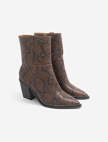 Botas estilo cowboy imitação pele de cobra