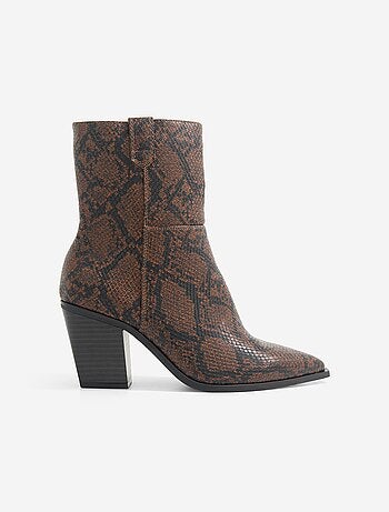 Botas estilo cowboy imitação pele de cobra