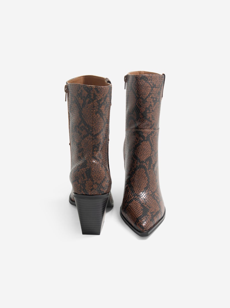 Botas estilo cowboy imitação pele de cobra Castanho - Kiabi