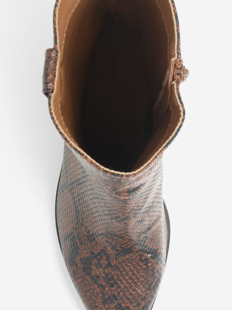 Botas estilo cowboy imitação pele de cobra Castanho - Kiabi