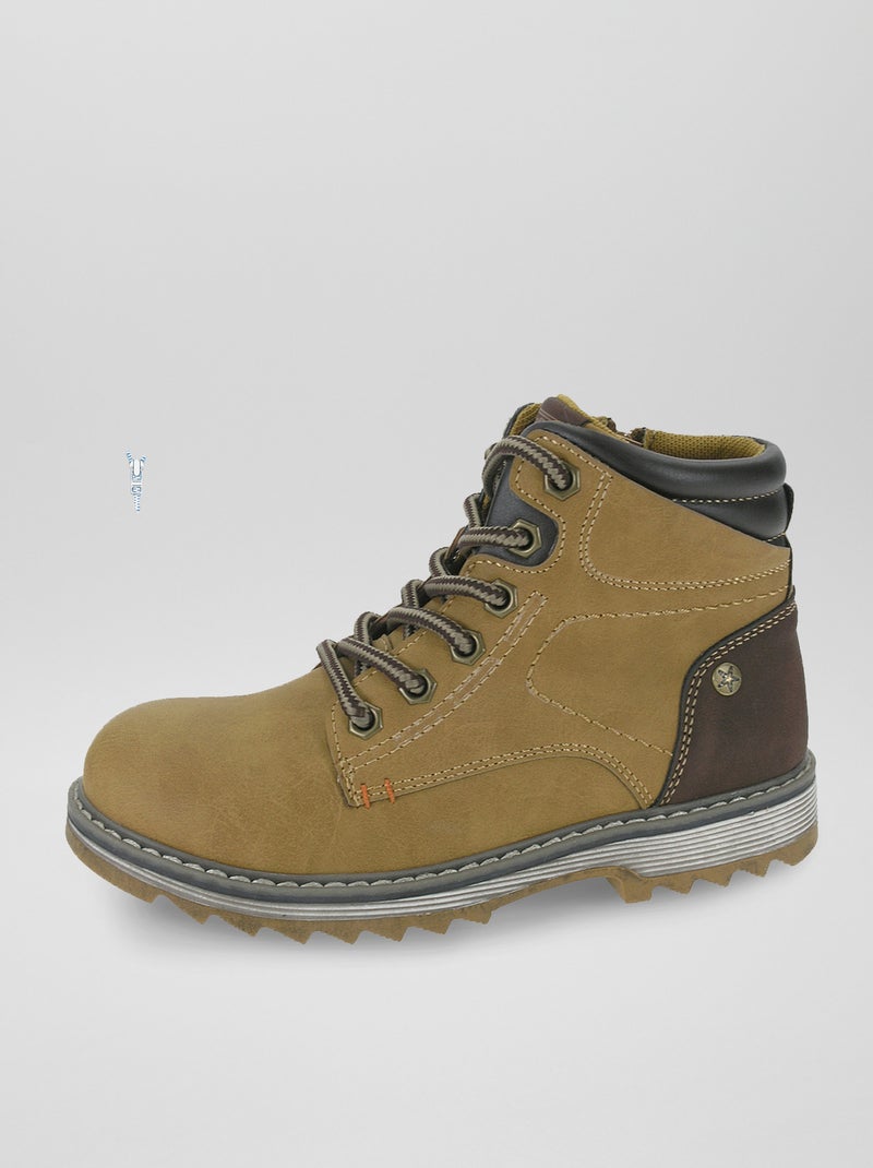 Botas estilo montanha com fecho Camel - Kiabi