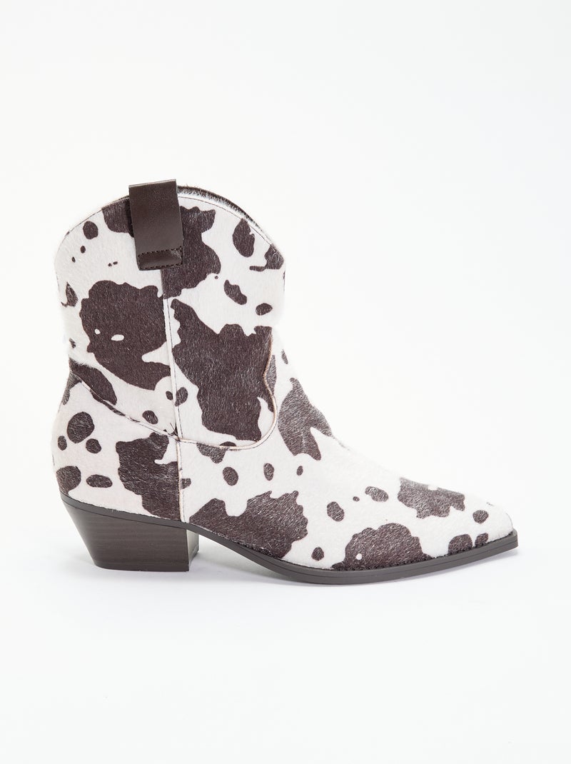 Botas estilo santiags imitação de pele de vaca Castanho - Kiabi