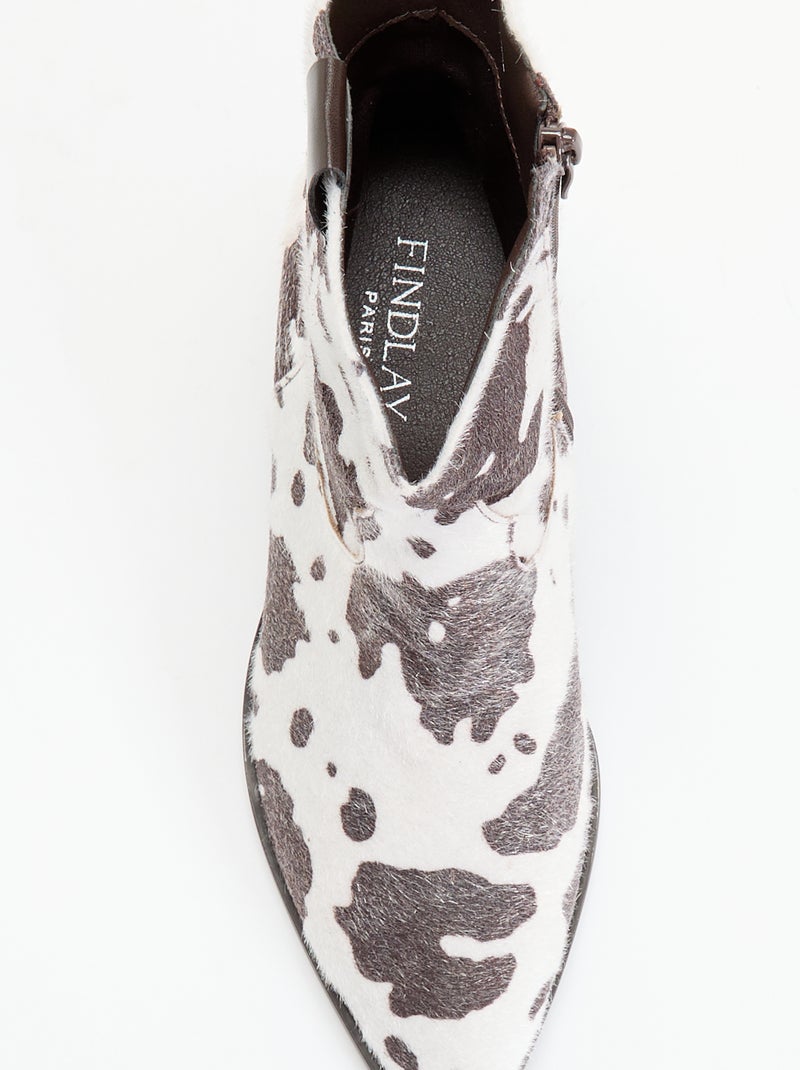 Botas estilo santiags imitação de pele de vaca Castanho - Kiabi