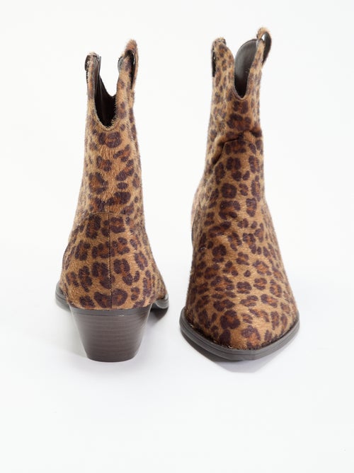 Botas estilo santiags imitação de pele de vaca - Kiabi