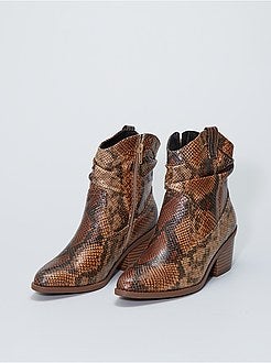 Botas estilo western 'pele de serpente' - Kiabi