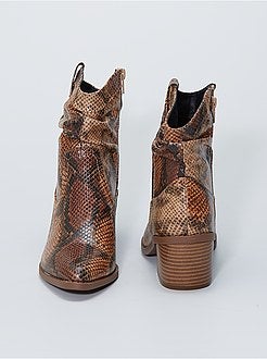 Botas estilo western 'pele de serpente' - Kiabi