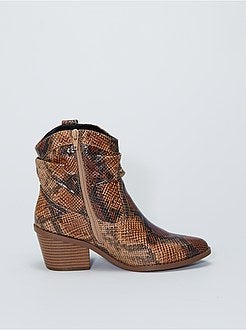 Botas estilo western 'pele de serpente' - Kiabi