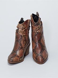 Botas estilo western 'pele de serpente' - Kiabi