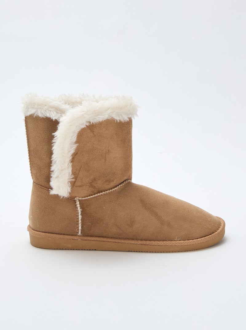 Botas forradas de cano médio Castanho - Kiabi