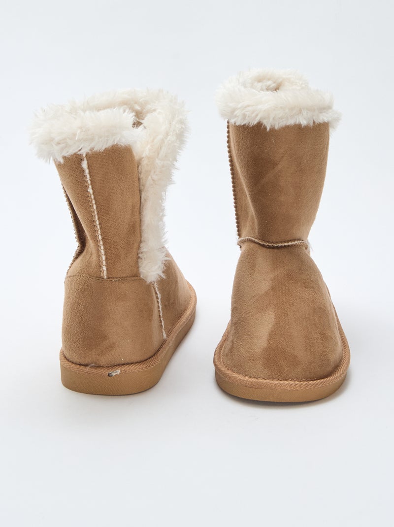 Botas forradas de cano médio Castanho - Kiabi