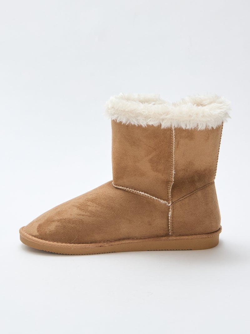 Botas forradas de cano médio Castanho - Kiabi