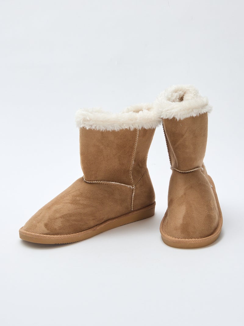 Botas forradas de cano médio Castanho - Kiabi