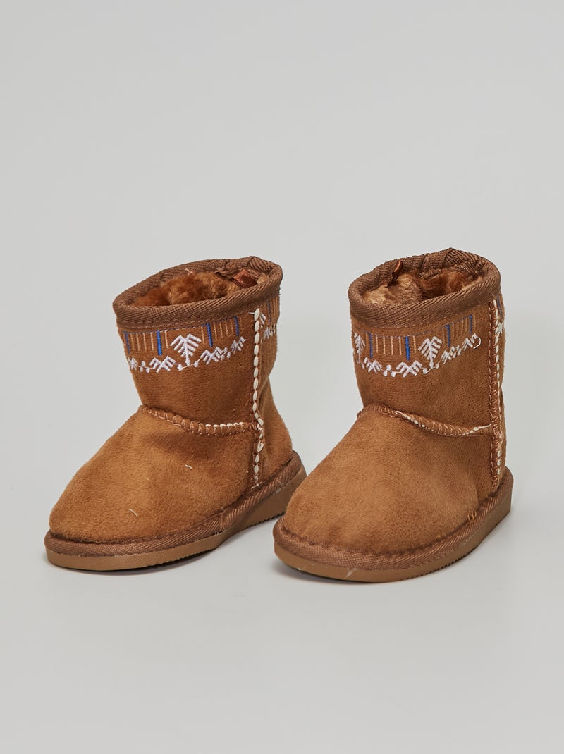 Botas forradas em camurça sintética Camel - Kiabi